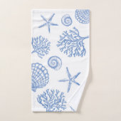 青い珊瑚および貝殻の浴室タオルセット バスタオルセット (ハンドタオル)
