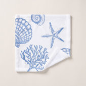 青い珊瑚および貝殻の浴室タオルセット バスタオルセット (ウォッシュタオル)