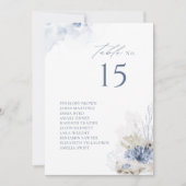 青い珊瑚と貝殻のテーブル番号席次表 招待状 (正面)