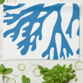 青い珊瑚のシルエット キッチンタオル (折り畳み)