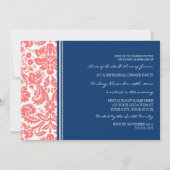 青い珊瑚のダマスク織のリハーサルのディナー・パーティ 招待状 (裏面)