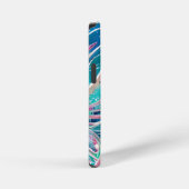 青い珊瑚のビーチ風抽象アート iPhoneケース (右側面)