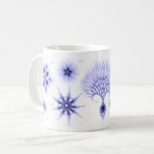 青い珪藻植物のコーヒー・マグ コーヒーマグカップ (正面左)