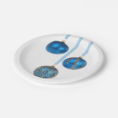 青い球のクリスマスオーナメント7インチの紙皿 ペーパープレート (アングル)