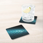 青い球体3D スクエアペーパーコースター (インサイチュ)