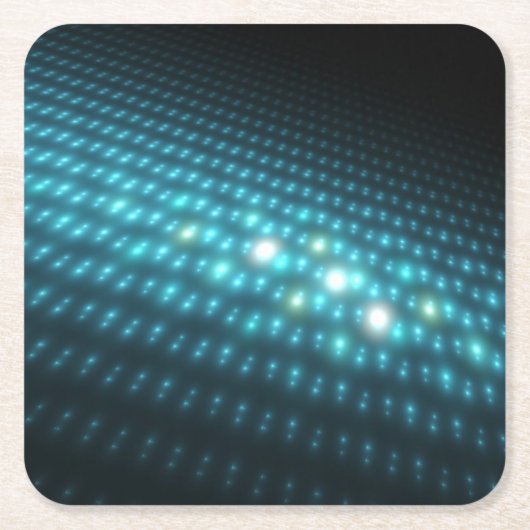 青い球体3D スクエアペーパーコースター (正面)