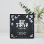 青い球根ホワイトフレームダークウッド写真クリスマス シーズンカード (スタンド正面)