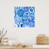 青い瑪瑙のスライス ポスター (キッチン)