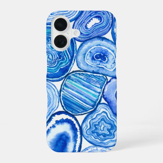 青い瑪瑙のスライス iPhone 16ケース (裏面)