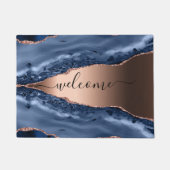 青い瑪瑙の大理石バラ金ゴールドウェルカムスクリプト ドアマット (正面)