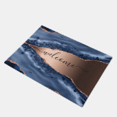 青い瑪瑙の大理石バラ金ゴールドウェルカムスクリプト ドアマット (アングル)