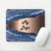 青い瑪瑙の大理石バラ金ゴールドビジネスロゴ マウスパッド (マウス)