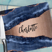 青い瑪瑙の大理石バラ金ゴールド名エレガント カッティングボード