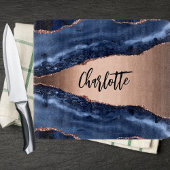 青い瑪瑙の大理石バラ金ゴールド名エレガント カッティングボード