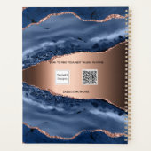 青い瑪瑙の大理石バラ金ゴールド名スクリプト2023 プランナー手帳 (裏面)