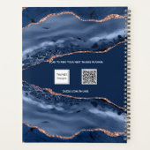 青い瑪瑙の大理石バラ金ゴールド名スクリプト2025 プランナー手帳 (裏面)