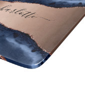 青い瑪瑙の大理石バラ金ゴールド名スクリプト カッティングボード (角)