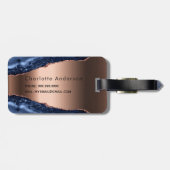 青い瑪瑙の大理石バラ金ゴールド名スクリプト ラゲッジタグ (裏面横)