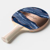 青い瑪瑙の大理石バラ金ゴールド名スクリプト 卓球ラケット (正面アングル)