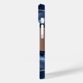 青い瑪瑙の大理石バラ金ゴールド名スクリプト Case-Mate iPhoneケース (裏面 / 左)