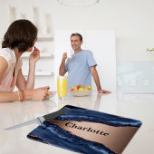 青い瑪瑙の大理石バラ金ゴールド名 カッティングボード