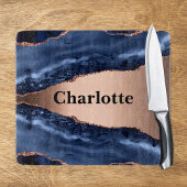 青い瑪瑙の大理石バラ金ゴールド名 カッティングボード