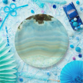 青い瑪瑙の宝石用原石の水晶プリンセスパターン ペーパープレート (パーティー)