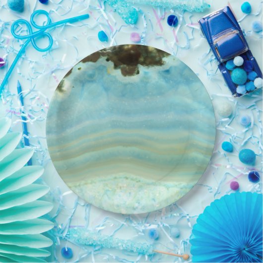 青い瑪瑙の宝石用原石の水晶プリンセスパターン ペーパープレート (パーティー)