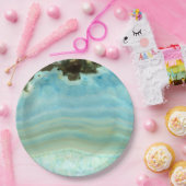 青い瑪瑙の宝石用原石の水晶プリンセスパターン ペーパープレート (パーティー)