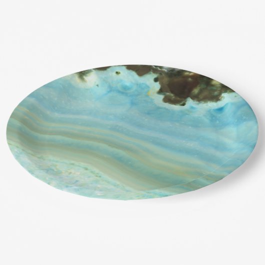 青い瑪瑙の宝石用原石の水晶プリンセスパターン ペーパープレート (アングル)