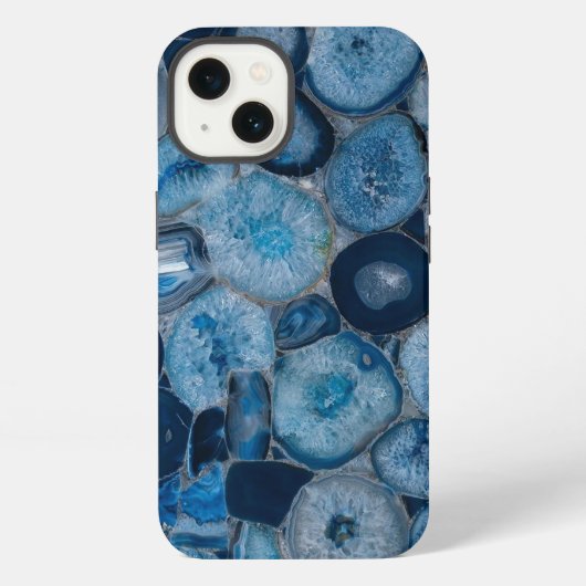 青い瑪瑙の帯スライス iPhoneケース (裏面)