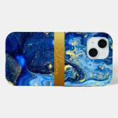 青い瑪瑙の石と金ゴールドあなたの名前を追加カスタム Case-Mate iPhoneケース (裏面 (横))