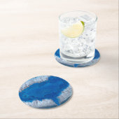 青い瑪瑙の結晶結石の写真 ラウンドペーパーコースター (インサイチュ)