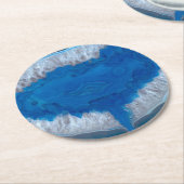 青い瑪瑙の結晶結石の写真 ラウンドペーパーコースター (アングル)