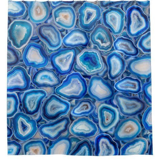 青い瑪瑙ジオデスの結晶パターン シャワーカーテン (正面)