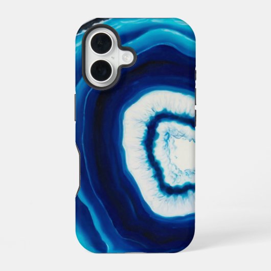 青い瑪瑙スライス | 抽象芸術 iPhone 16ケース (裏面)