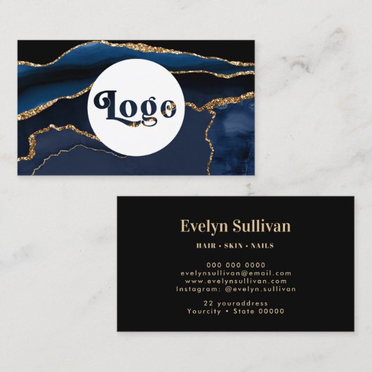 青い瑪瑙ロゴの名刺 名刺 (正面/裏面)