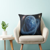 青い環に囲まれた青い惑星 クッション (椅子)