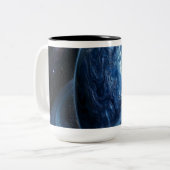 青い環に囲まれた青い惑星 ツートーンマグカップ (正面左)