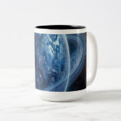 青い環に囲まれた青い惑星 ツートーンマグカップ (正面右)