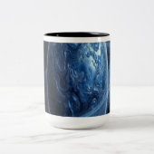 青い環に囲まれた青い惑星 ツートーンマグカップ (中央)