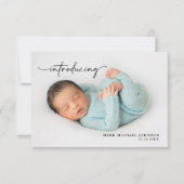 青い生まれたばかりの男の赤ちゃん写真（統計あり） ノートカード (正面)