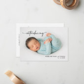 青い生まれたばかりの男の赤ちゃん写真（統計あり） ノートカード (正面/裏面インサイチュ)