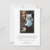 青い生まれたばかりの男の赤ちゃん写真（統計あり） ノートカード (裏面)