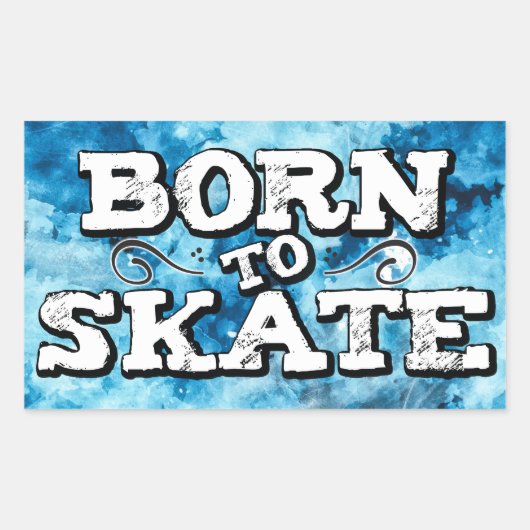 青い生まれ水色の落書き 長方形シール (正面)