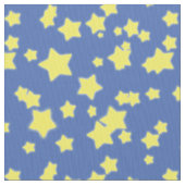 青い生地の星パターン黄色 ファブリック (クローズアップ)