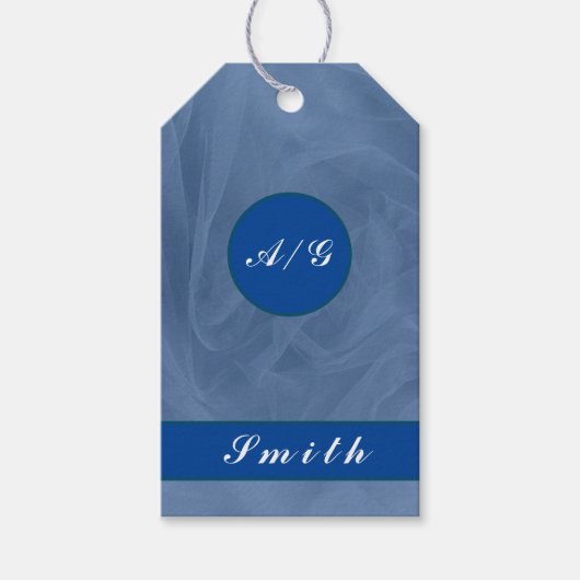 青い生地テクスチャプリント – 任意の色のギフトラベル ギフトタグ (正面)