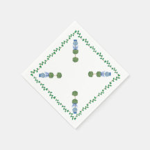 青い生姜の瓶　瓶の上のトピアリー　ワインボトルクロス　ナプキン