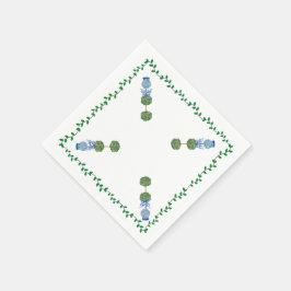 青い生姜の瓶　瓶の上のトピアリー　ワインボトルクロス　ナプキン スタンダードカクテルナプキン