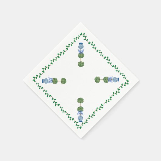 青い生姜の瓶　瓶の上のトピアリー　ワインボトルクロス　ナプキン スタンダードカクテルナプキン (角)